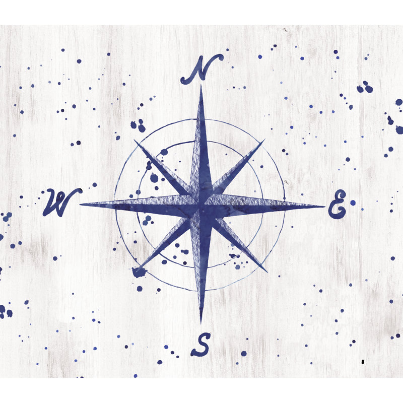 " Navy Compass ", 8" H x 12" W  , No, Black Floater Framed