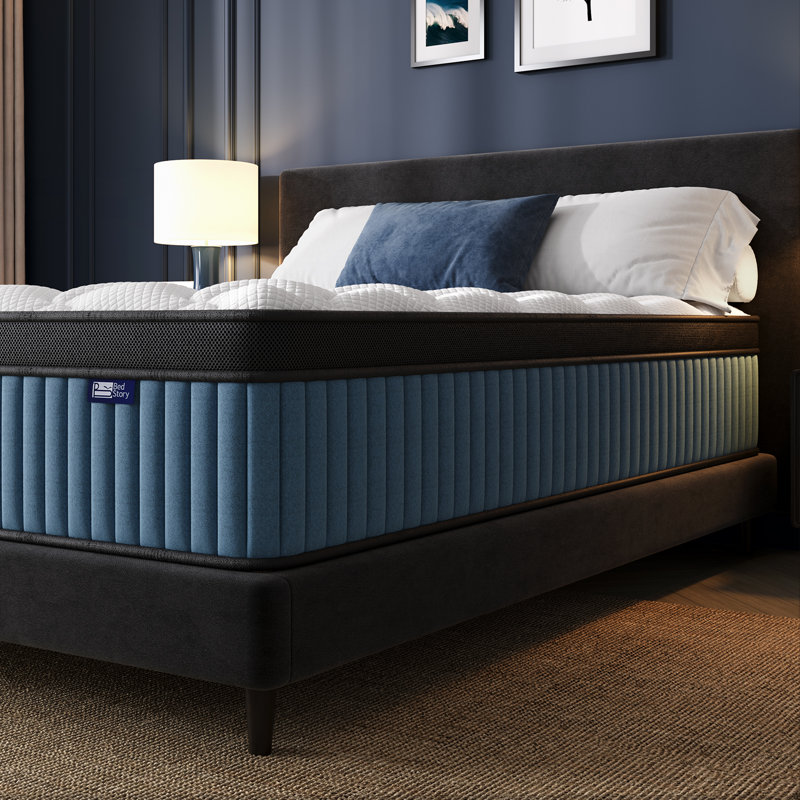 Matelas hybride 7 couches 8 po / 10 po / 12 po avec ressorts ensachés et support à deux zones - mousse viscoélastique rafraîchissante, CertiPUR-US / OEKO-TEX
