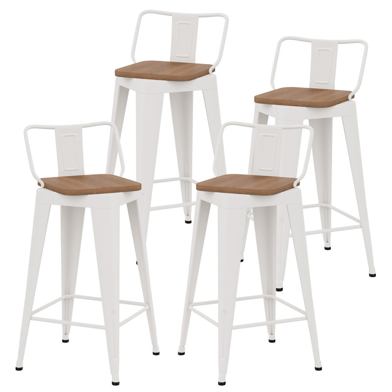Comptoir et tabourets de bar pivotants en métal, Blanc, Tabouret de bar (siège d’une hauteur de 30 po)