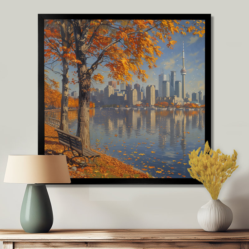 Réflexions d'automne à Toronto - décor mural de la ville de Toronto, Toile encadrée noire simple, H 30 po x l 30 po x P 1 po