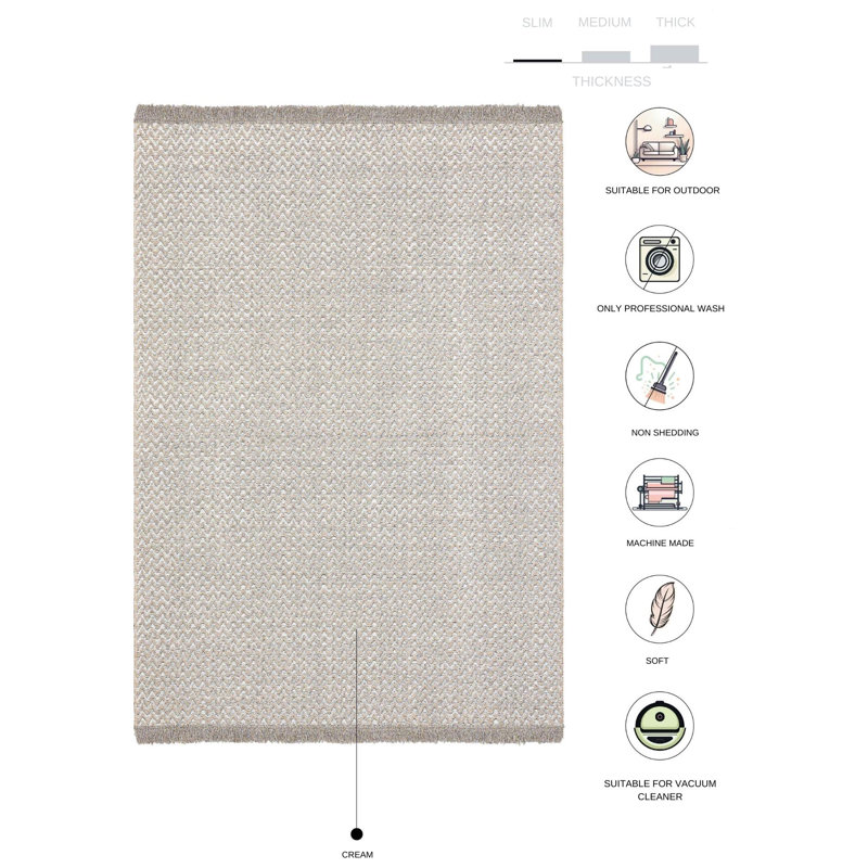 Tapis crème en jute / sisal Marqies, Rectangle 6 pi 7 po x 9 pi 7 po