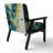 Yellow and Turquoise Order In Complexity I - Upholstered Modern Arm Chair, Yellow Accent Chair
