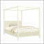 Grand lit plateforme à baldaquin en bois avec lattes de soutien, beige-129230872-129230870