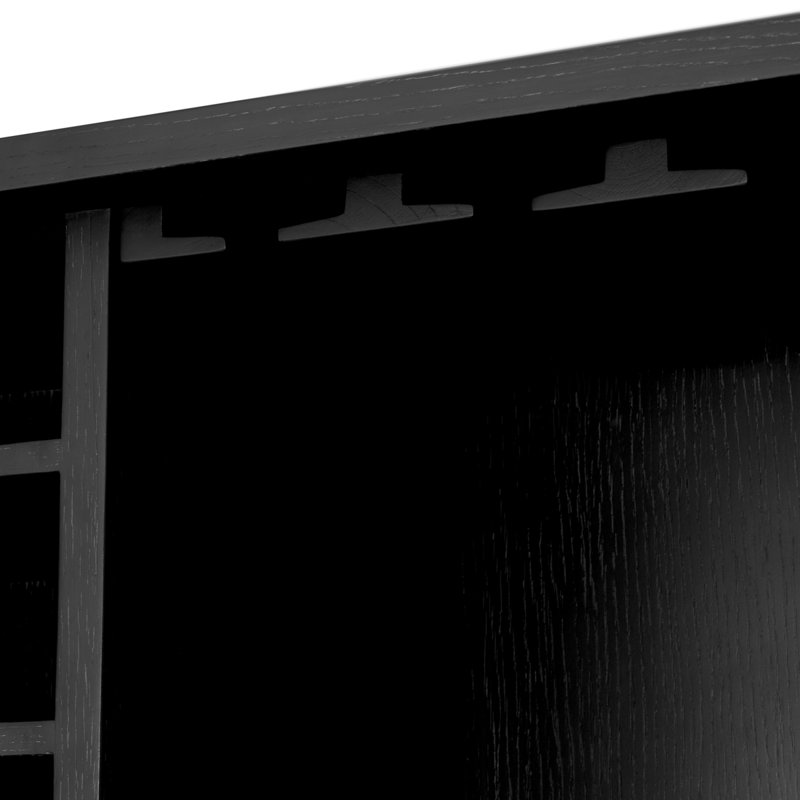 Connaught Solid Wood Bar Cabinet, Charcoal Oak/Bronze