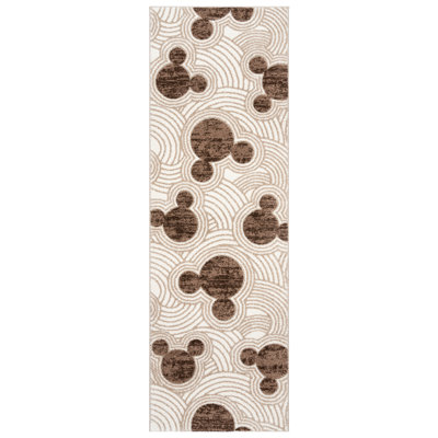 Tapis ivoire / brun à motif géométrique moderne Disney Bravo Mickey Mouse