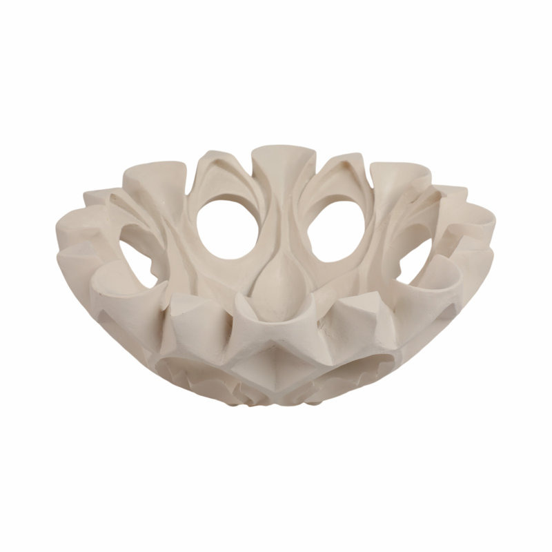 Ostend Handmade Resin Decorative Bowl, 6" H X 16" W X 16" D, White