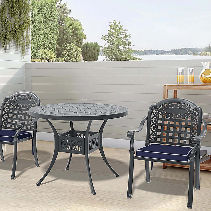 3-Piece Set Of Cast Aluminum Patio Furniture With  Cushions