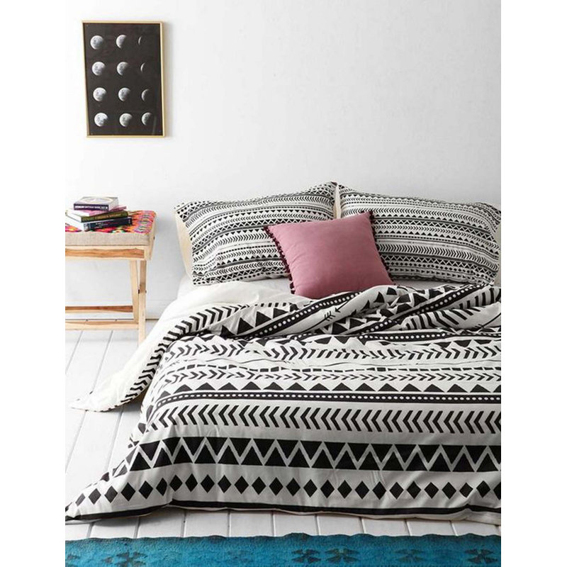Ensemble de housse de couette en coton noir / blanc Coomberdale