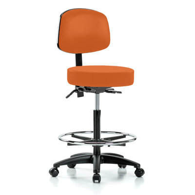 Tabouret de médecin à hauteur ajustable avec dossier et repose-pieds Gustav PERCH | Hauteur du banc élevé: 25 à 35 po