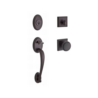 Columbus Handleset with Single Cylinder Deadbolt and Door Knob and Rosette