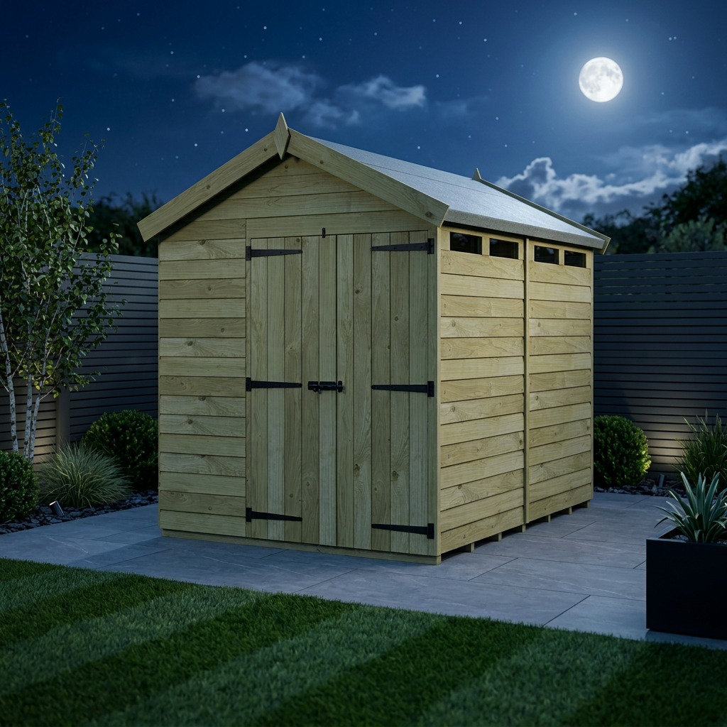 Total Sheds 8ft x 7ft Security Apex Shed - Heavy-Duty Hasp Staple Anti-Tamper - Pressure Treated Timber - UK Manufactured