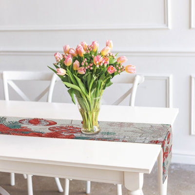 Chemin de table en tapisserie (poinsettia et ornements) (36 po) - ensemble de 2