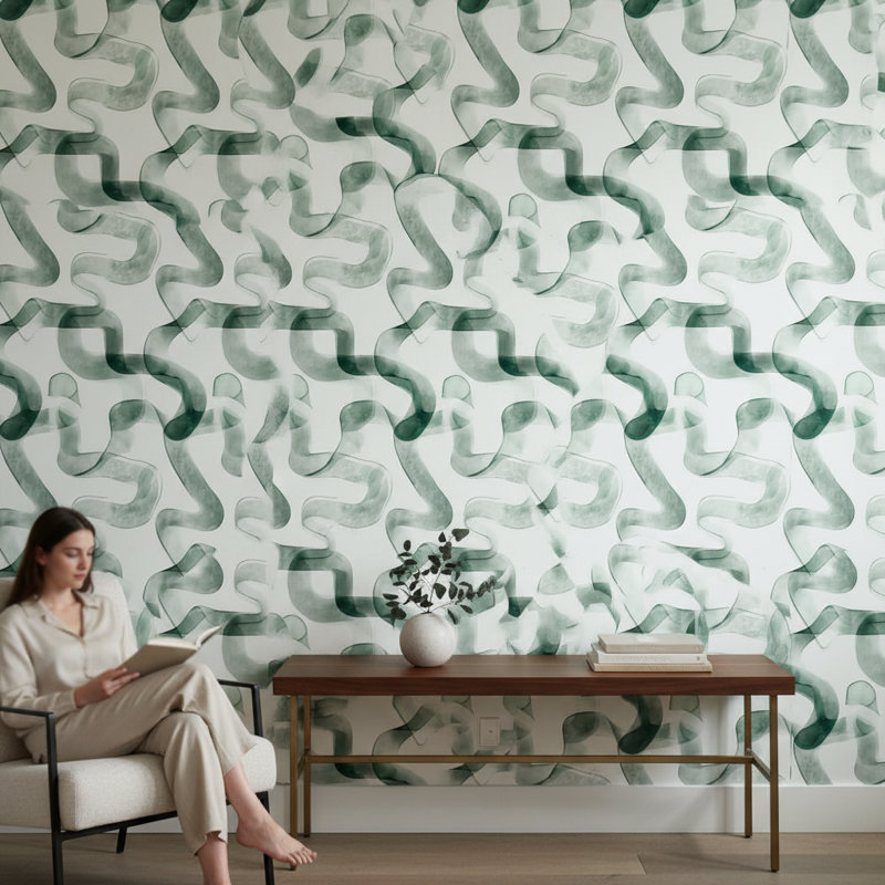 Papier peint abstrait vert avec fond blanc