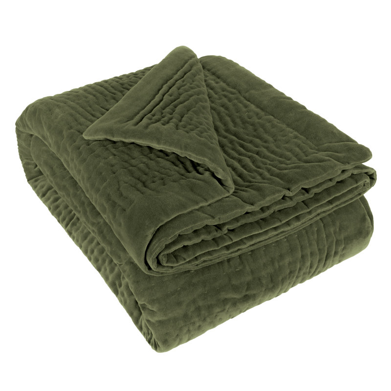 Haze Quilted Blanket, Dark Green