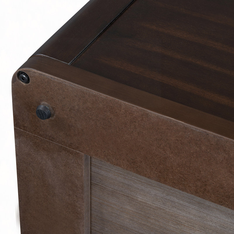 Square Coffee Table For Living Room In Dark Brown Farmhouse Coffee Table With Storage,2-Tier  Centre Table With Half Open Storage Compartment