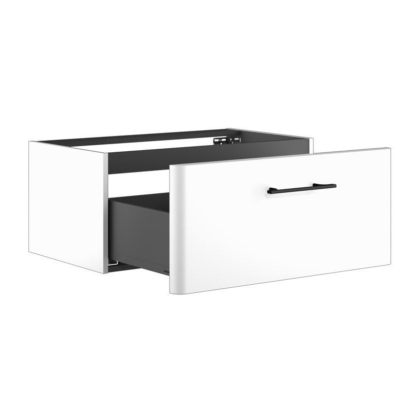 Ashaunie 81cm Single Bathroom Vanity Base Only, Premium White Supermatt/Black