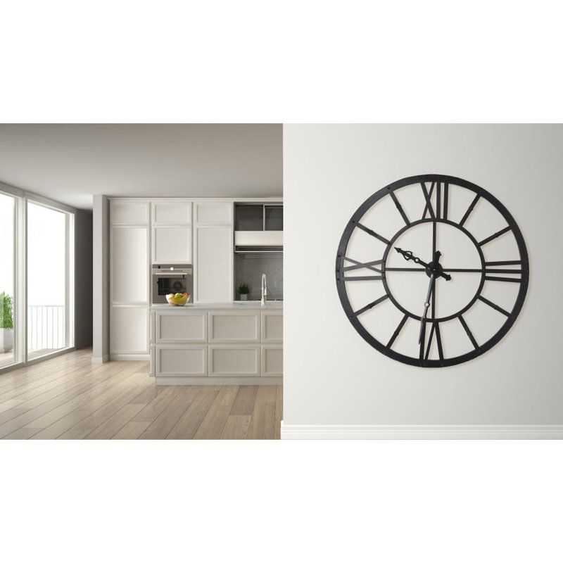 Horloge murale ronde en métal, Noir