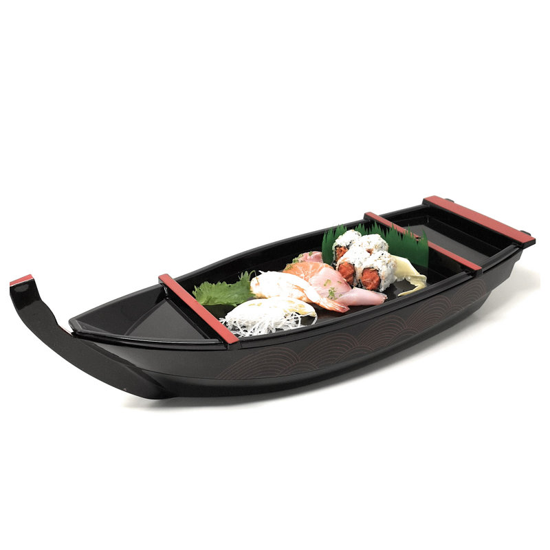 Plateau de service détachable japonais pour assiettes de bateau japonais Sashimi, H 6,5 po x L 21 po x P 8 po