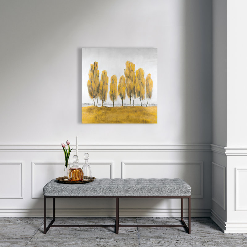 Sept arbres jaunes abstraits - art sur toile gris