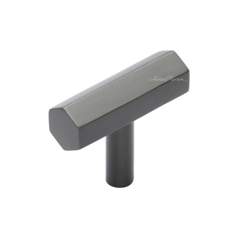 Black Solid Brass T-Handle Cabinet Knob with Mounting Hardware