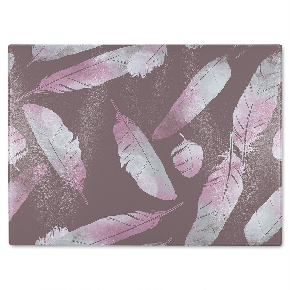 Imprints Bird Feathers Glass Chopping Board