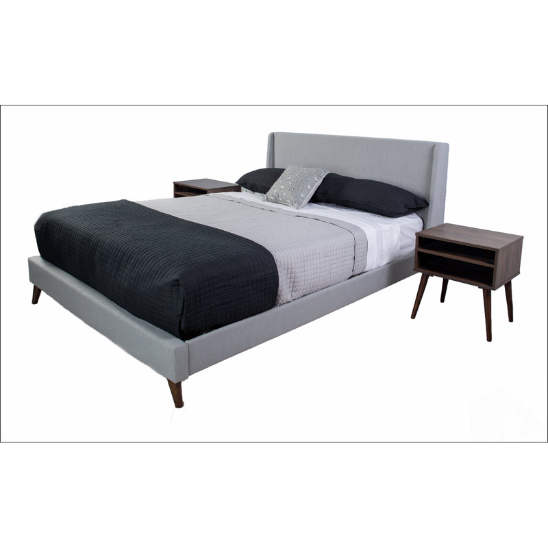 Grand lit tapissier avec 2 tables de chevet