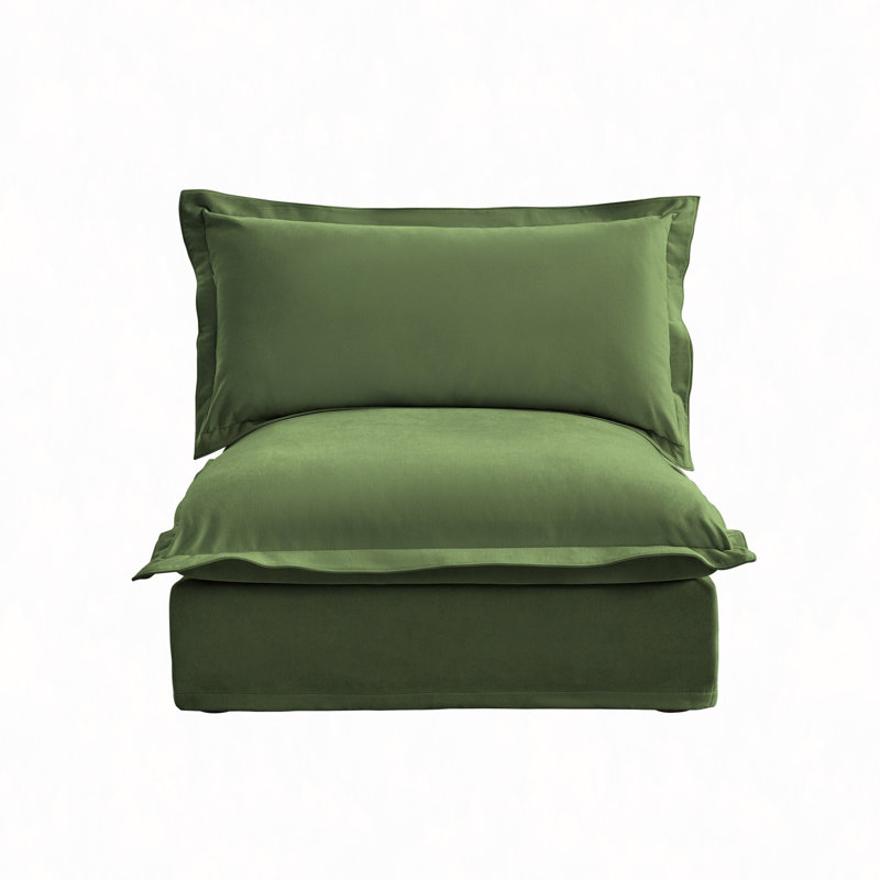 Canapé sans accoudoir, Chenille verte