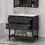 Ensemble de meuble-lavabo 36 po avec ensemble de meuble-lavabo, lavabo en céramique encastré, ensemble de meuble-lavabo autoportant avec 4 tiroirs, armoire de salle de bain avec cadre en bois massif, noir-793184079