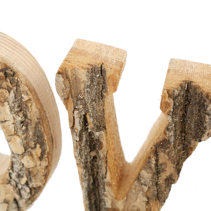 Enseigne rustique en bois exposé «Love» - lettres moulées de style campagnard de 4 pouces pour manteau de cheminée et tablette