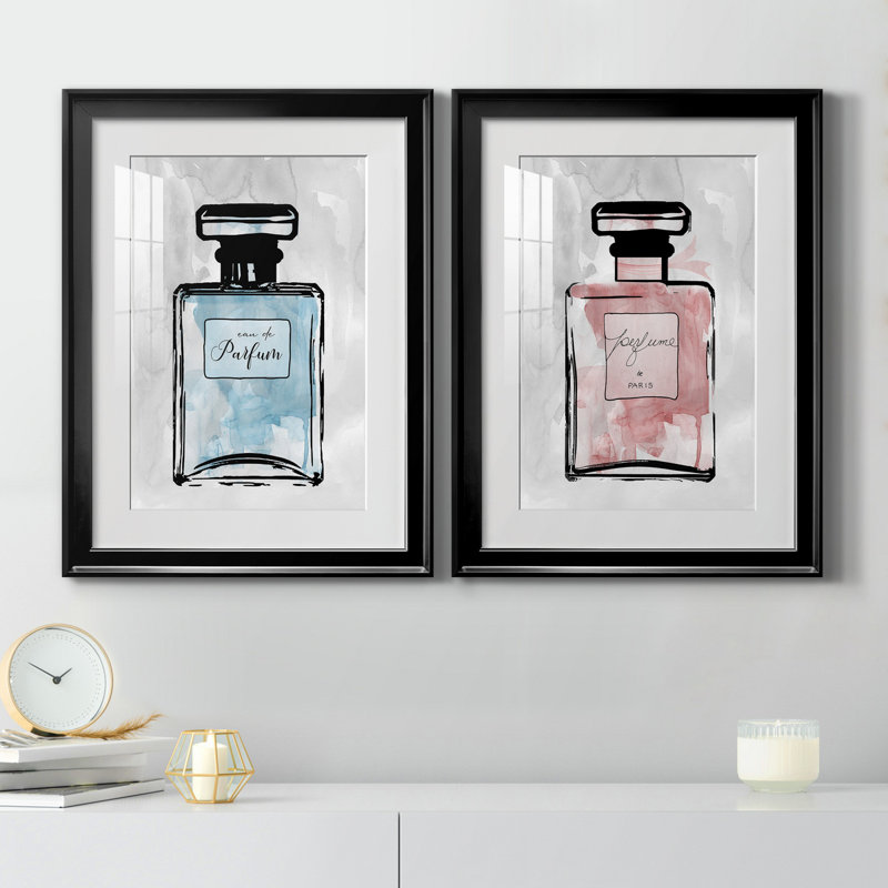 «Blue Wash Perfume», ensemble de 2 reproductions d'art, Blanc, H 31,5 po x l 47 po x P 1,5 po, H 18,5 po x l 49 po x P 1,5 po