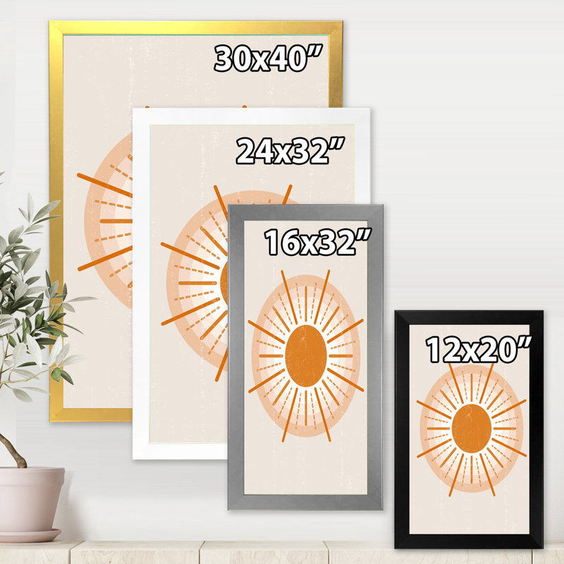 Minimal Orange Radiant Sun II - photographie encadrée sur toile, Cadre noir, H 20 po x l 12 po x P 1po