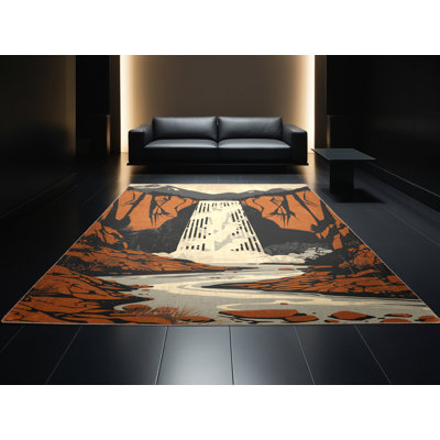 Tapis gris lavable à la machine à aspect rétro et rustique Peksenak