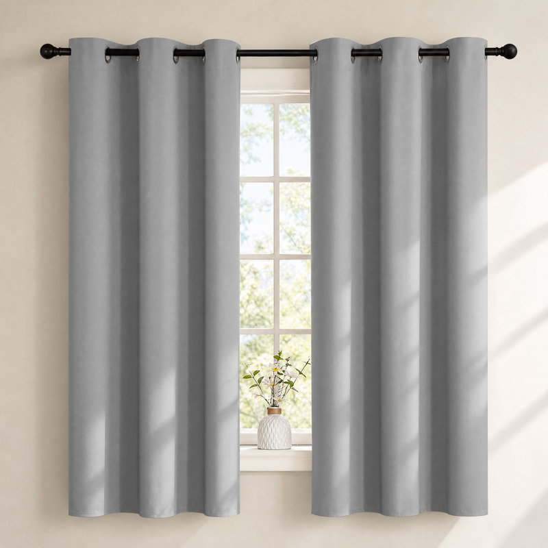Blackout Curtains for Bedroom/Living Room Parkview Room Darkening Grommet Modern Drapes, Silver Grey, 46" W x 72" L