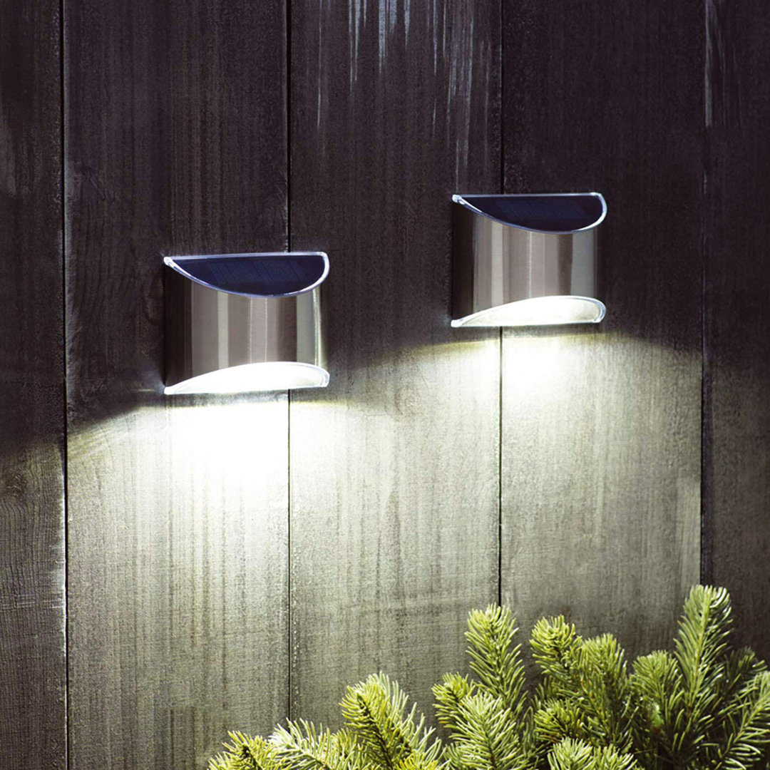 Silver 8Cm H Solar Powered Frosted Glass Outdoor Bulkhead Light with Dusk to Dawn