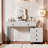 Adjustable Vanity With Led Mirror - Modern Makeup Table With Storage Drawers & Side Cabinet For Bedroom