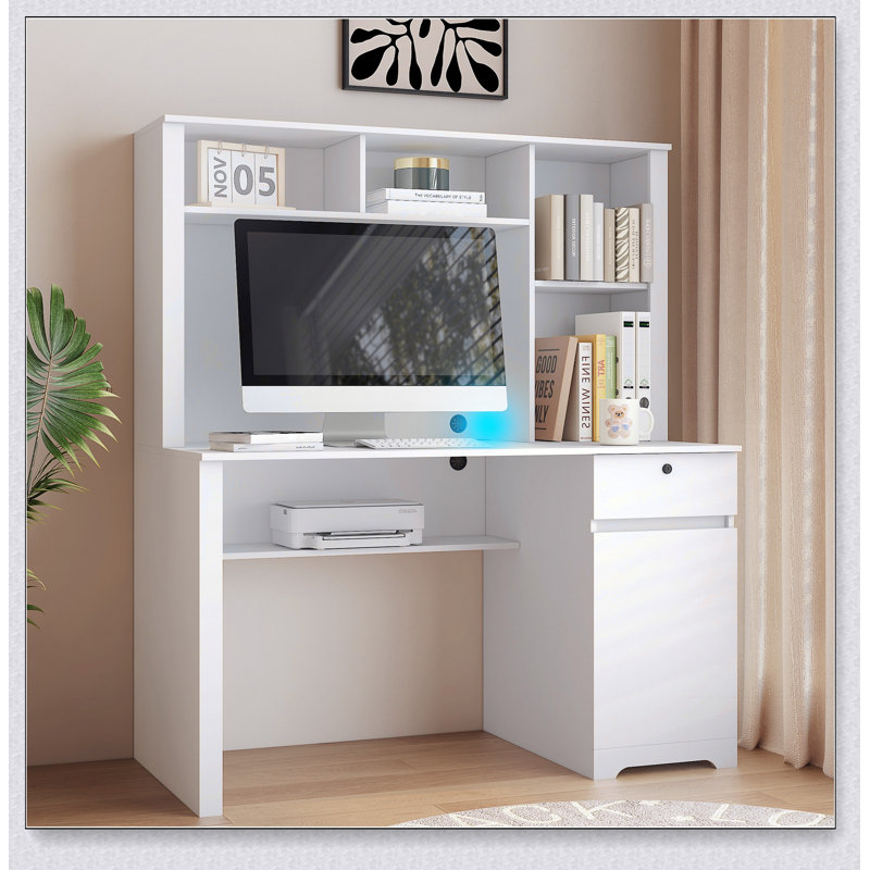 Computer Desk with Hutch & Bookshelf,Wood Executive Desk Teens Student Desk Writing Laptop