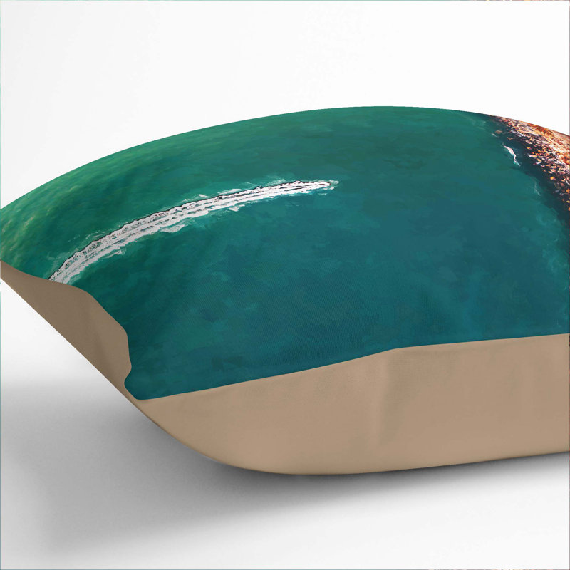 Boat In Abstract Square Throw Cushion, 55cm H x 55cm W x 20cm D, Stone