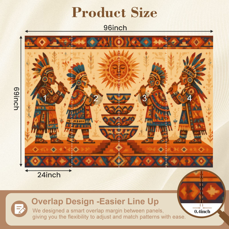 Papier peint adhésif autocollant Kokopelli Southwestern Native American Indian, H 69 po x l 96 po