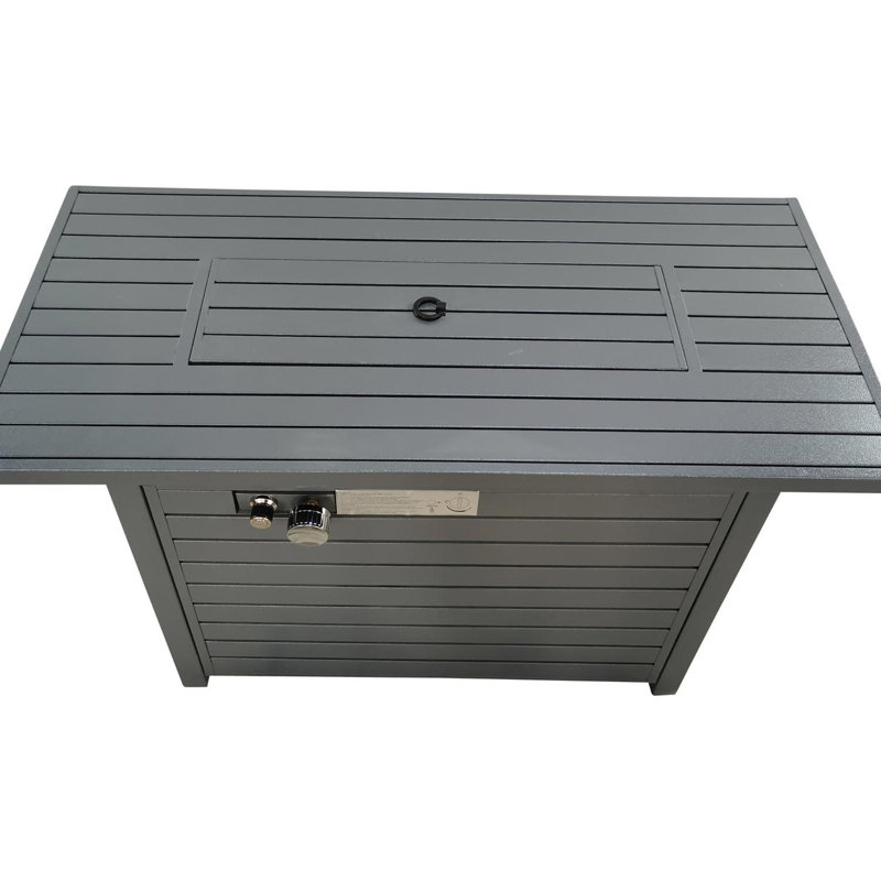 25'' H x 42'' W Steel Propane Outdoor Fire Pit Table with Lid