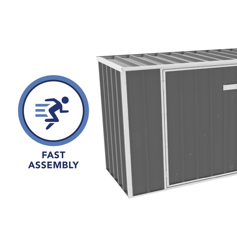 7.5 x 2.5 ft Gray Galvanized Steel Double Door Storage Shed