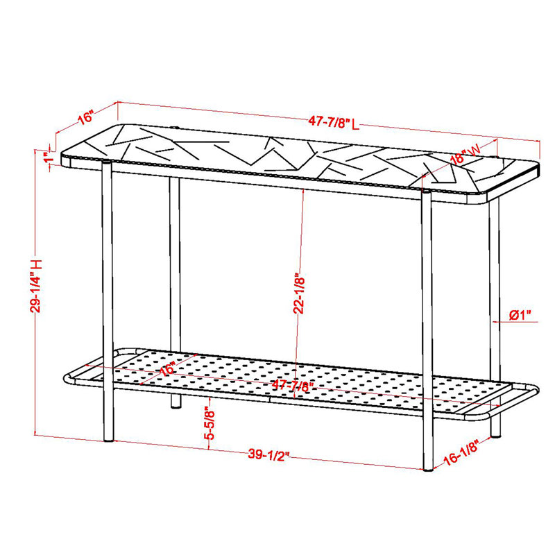 47.88'' Glass Top Console Table