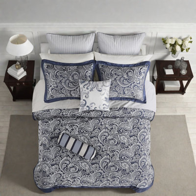 Ensemble complet de literie pour grand lit, draps en coton, motif cachemire bleu marine moderne pour la maison