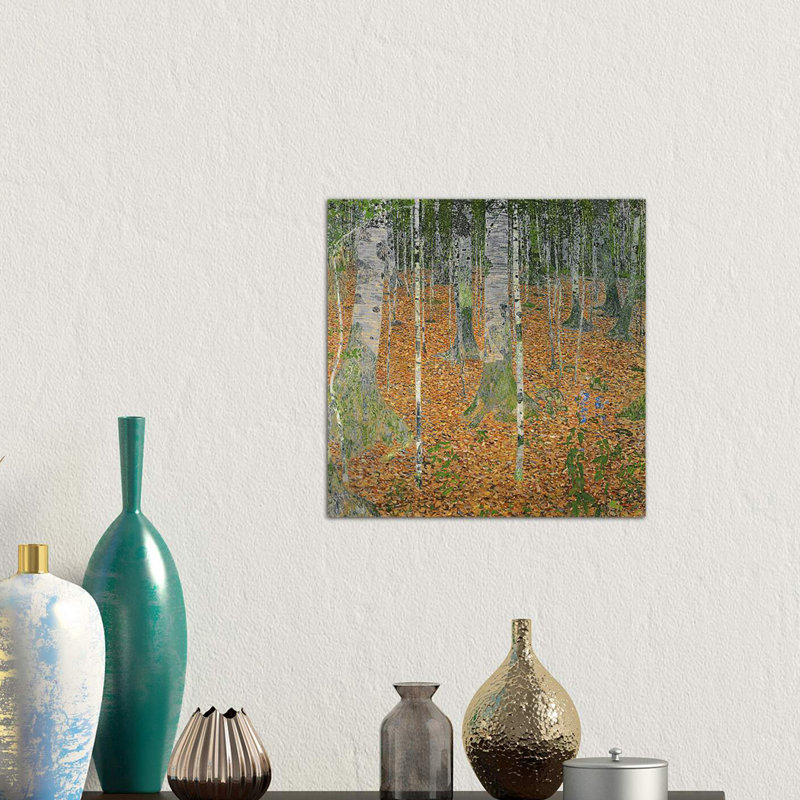 The Birch Wood, 1903 by Gustav Klimt - Wrapped Canvas Painting, 45.72 cm H x 45.72 cm W, White Framed