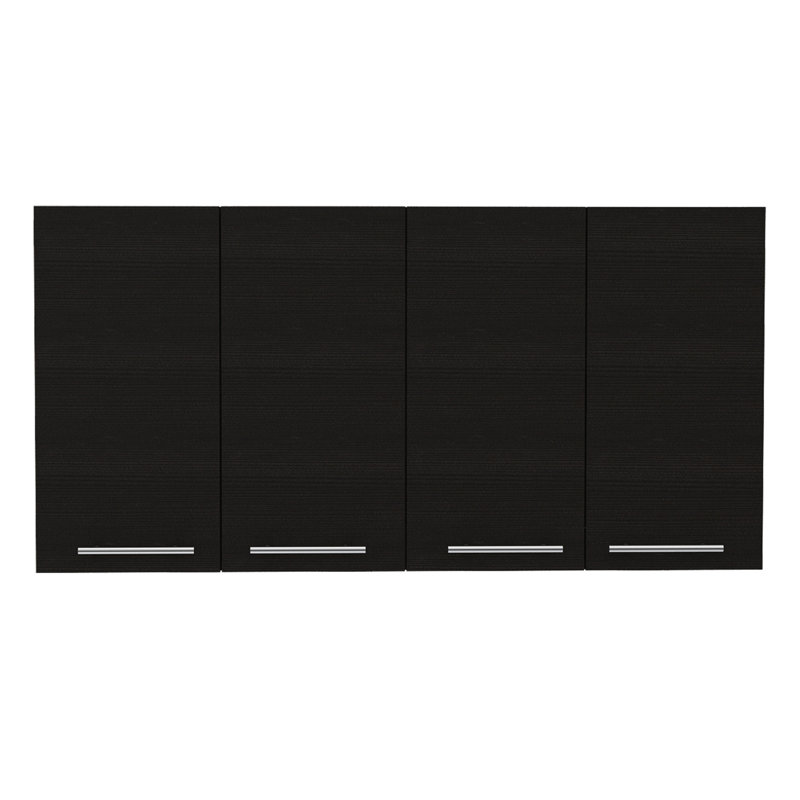 Buffet décoratif mural 47 po en bois noir avec quatre portes 47 po