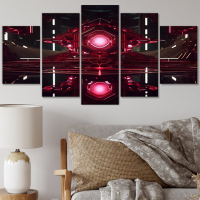 Quantum Universe Futuristic 3D I - Formes abstraites, reproduction d'art sur toile - 5 panneaux