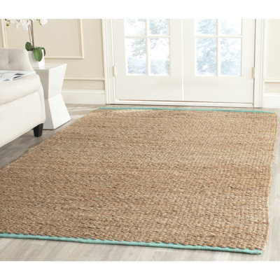 Tapis de couleur unie en jute / coton tissé à la main Doleman