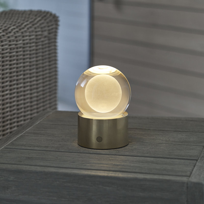 Mina Accent Rechargeable Table Lamp, Natural Brass