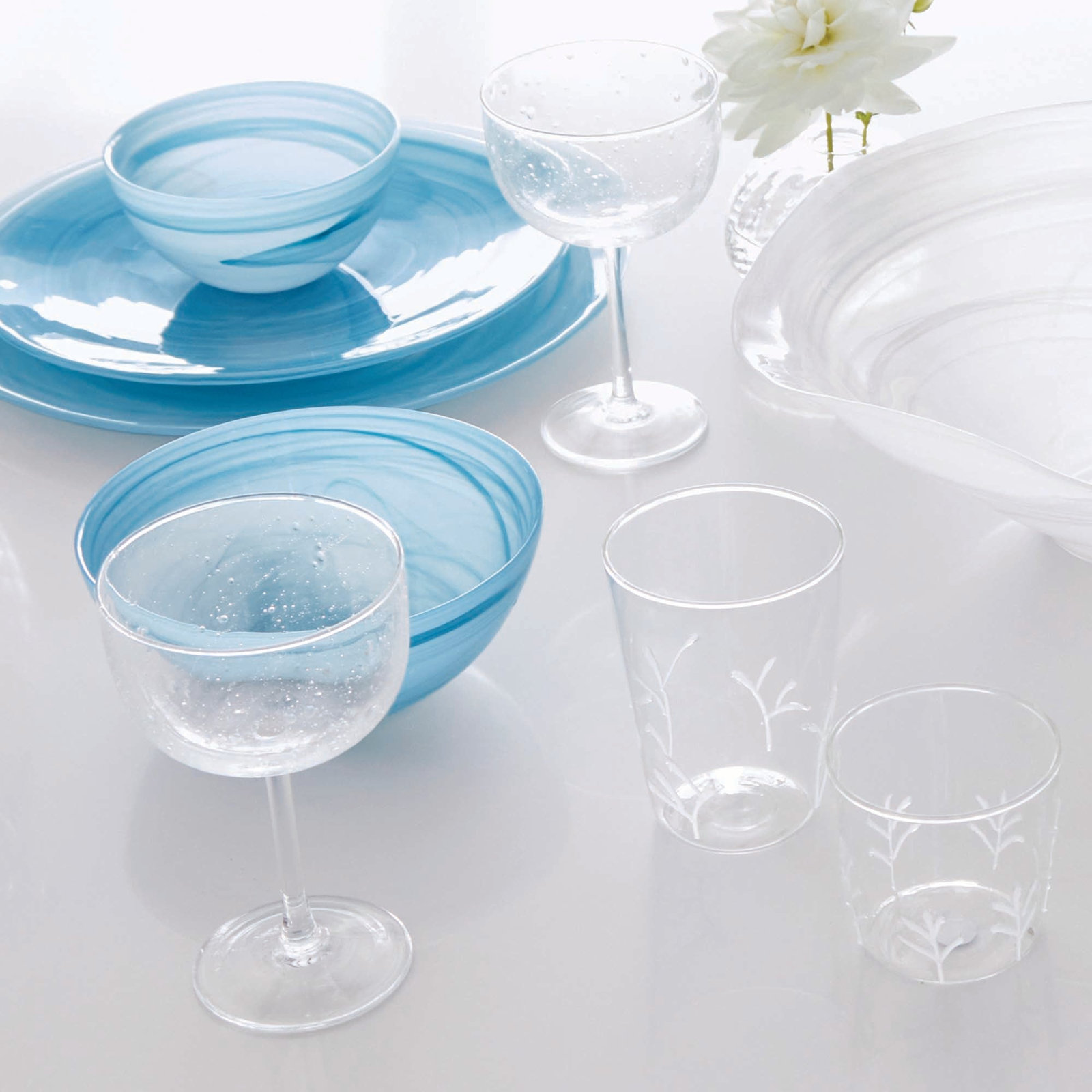 Alabaster Glass Serving Bowl, White