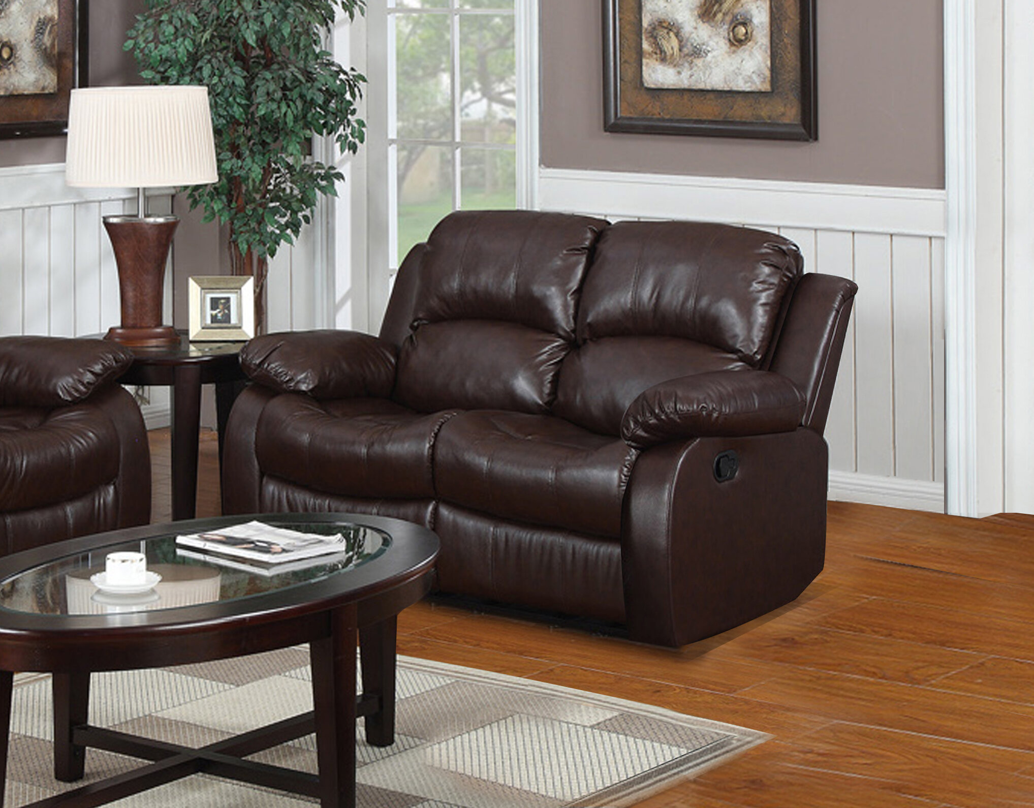 Medora 60” Faux Leather Pillow Top Arm Reclining Loveseat