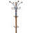 73" Tall Chrome And Wood Coat Rack, Oak Finish-1348203233